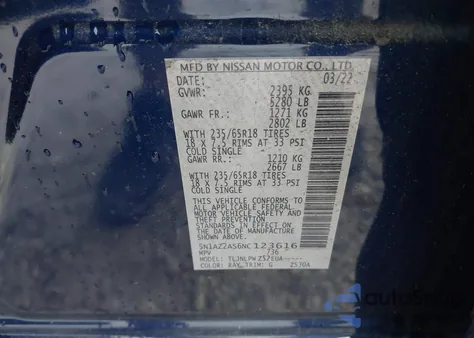 2022 Nissan Murano S Intelligent Awd from USA, damaged, VIN 5N1AZ2AS6NC123616